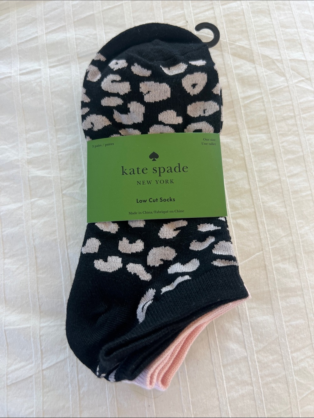 kate spade Black & Light Pink Leopard Low Cut Sock Set
